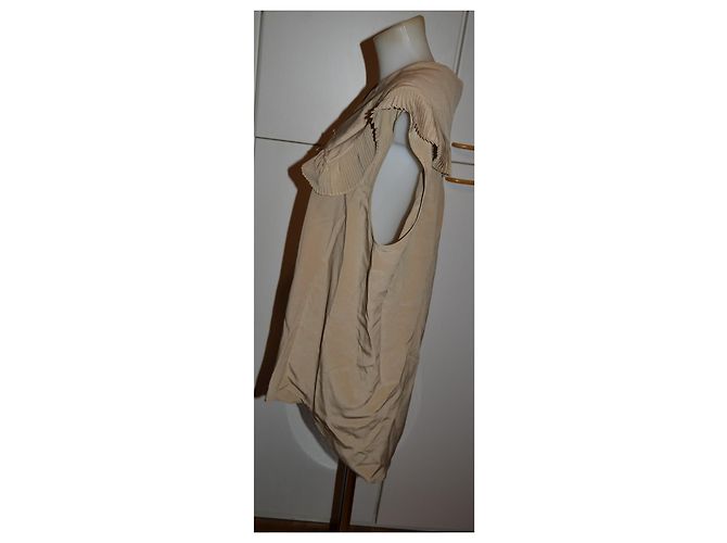 Top de seda Mulberry Beige Dorado Talla 40 - vista 4
