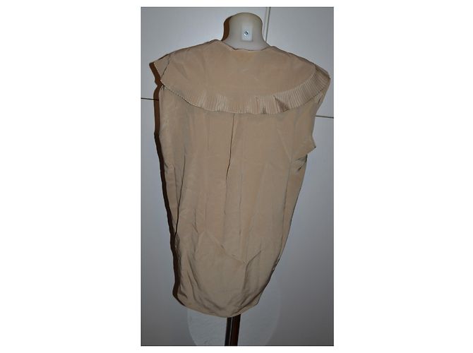 Top de seda Mulberry Beige Dorado Talla 40 - vista 5