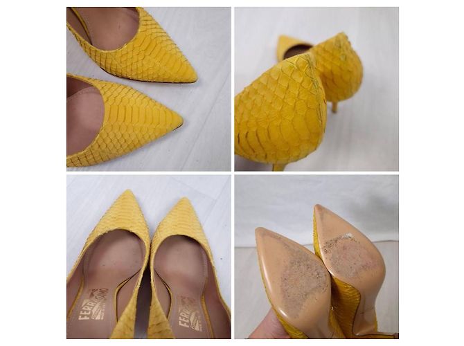 Salvatore Ferragamo scarpe gialle a punta - vista 15