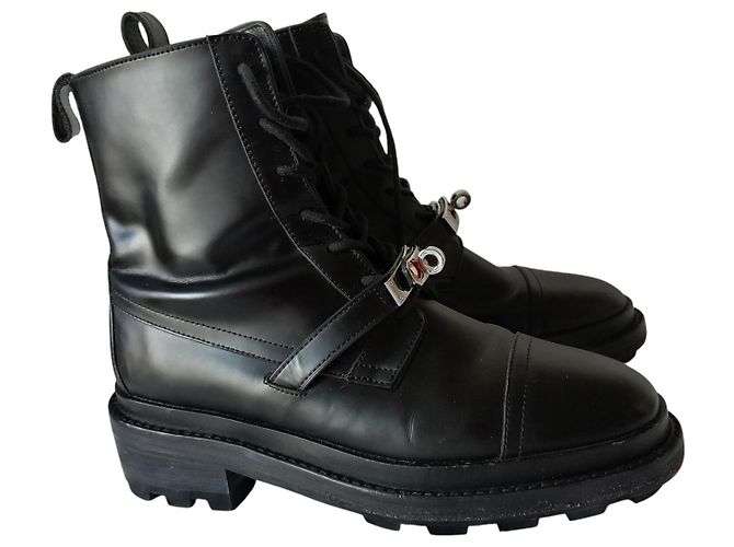 Stivaletti Hermès Funk in pelle nera Nero - vista 4