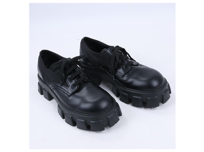 Prada Monolith Mokassins aus Nylon und Leder in Schwarz 2EE342, Größe 42 EU - Ansicht 2