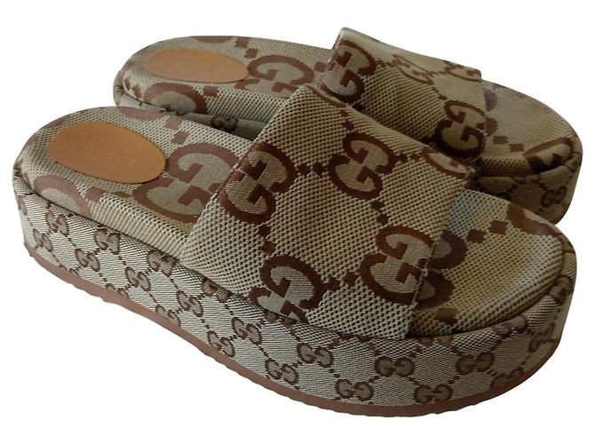 Sandalo con Piattaforma Gucci Beige - vista 2