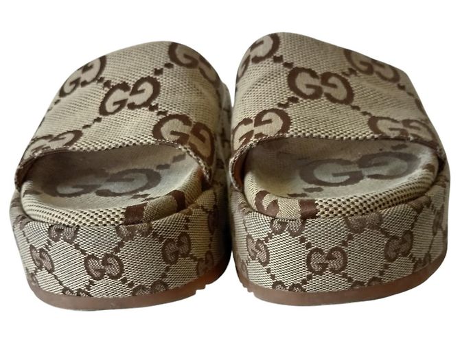Sandalo con Piattaforma Gucci Beige - vista 3