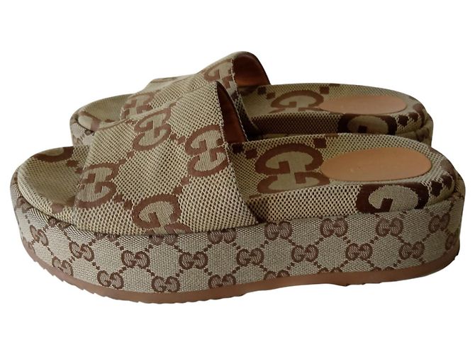 Sandalo con Piattaforma Gucci Beige - vista 4