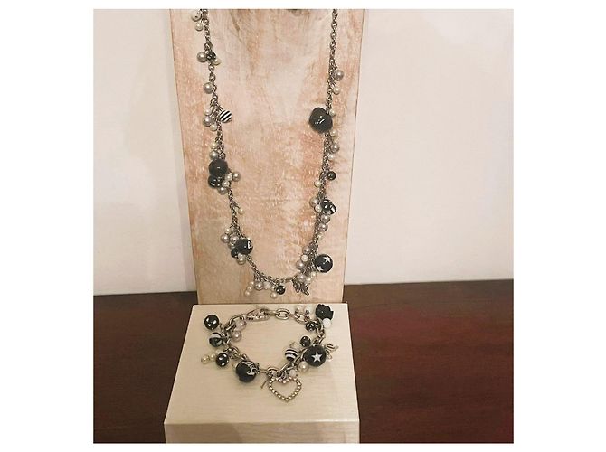 Parure DOLCE & GABBANA collana bracciale perle nere e bianche, cuore con swarovski, rosa e altri charms Nero Argento Bianco - vista 2