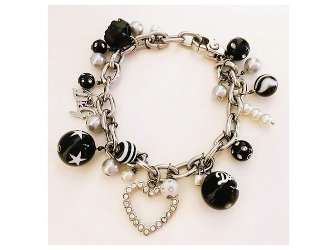Parure DOLCE & GABBANA collana bracciale perle nere e bianche, cuore con swarovski, rosa e altri charms Nero Argento Bianco - vista 5