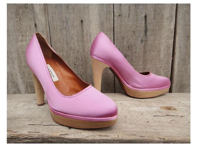 Décolleté Lanvin in raso e pelle rosa - vista 2