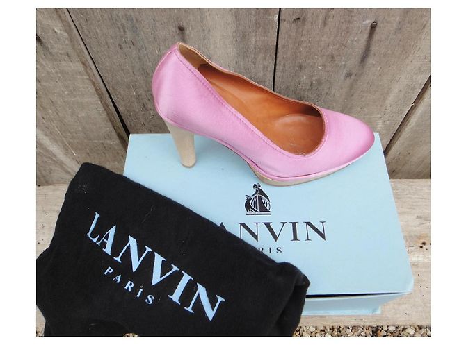 Décolleté Lanvin in raso e pelle rosa - vista 3