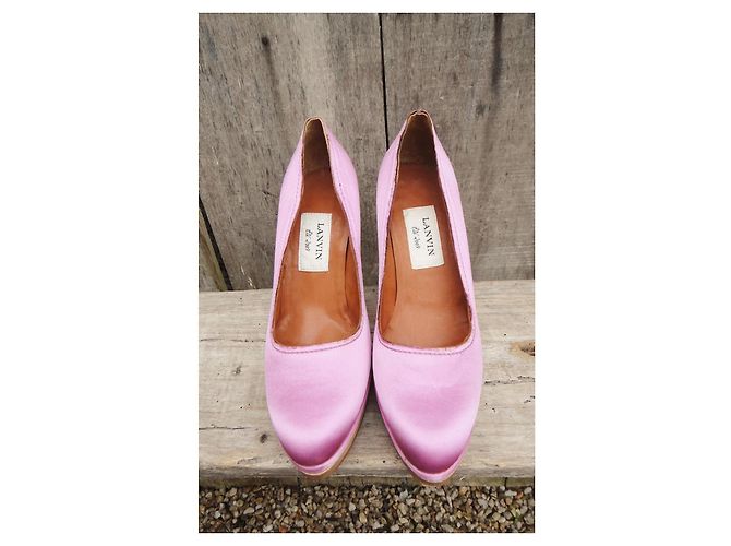 Décolleté Lanvin in raso e pelle rosa - vista 4