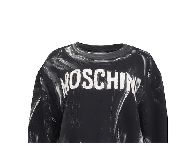 Schwarzer Baumwollpullover mit Moschino Couture Logo-Akzent - Ansicht 2
