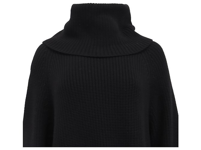 Suéter longo oversized de gola alta Chloé em lã preta Preto - vista 2