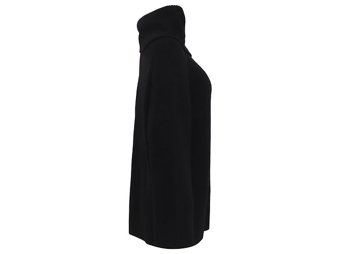 Suéter longo oversized de gola alta Chloé em lã preta Preto - vista 3