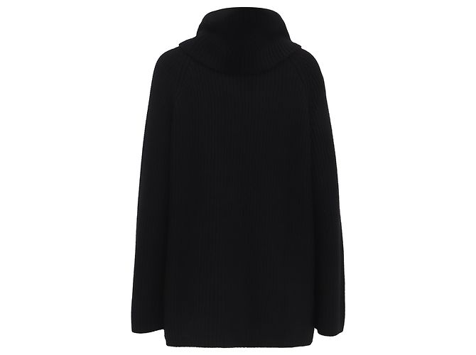 Suéter longo oversized de gola alta Chloé em lã preta Preto - vista 4