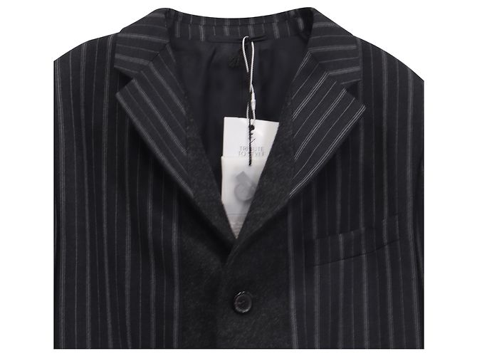 Blazer a righe a un bottone con tasche in lana nera Jil Sander Nero - vista 2
