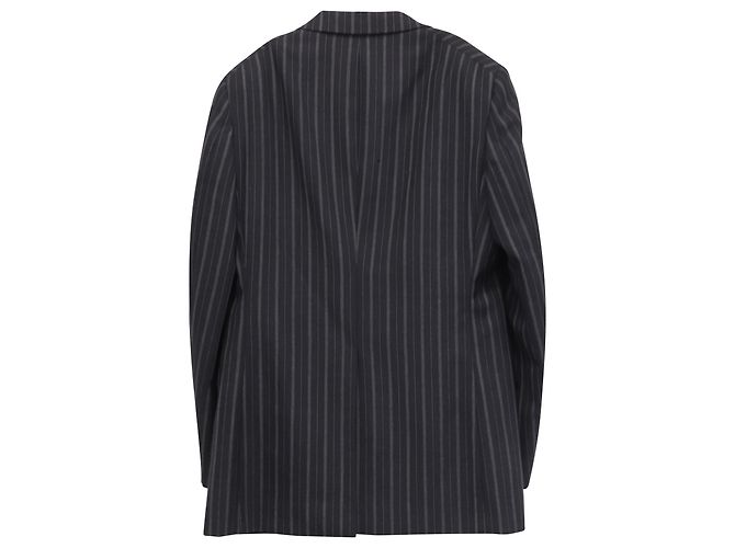 Blazer a righe a un bottone con tasche in lana nera Jil Sander Nero - vista 3