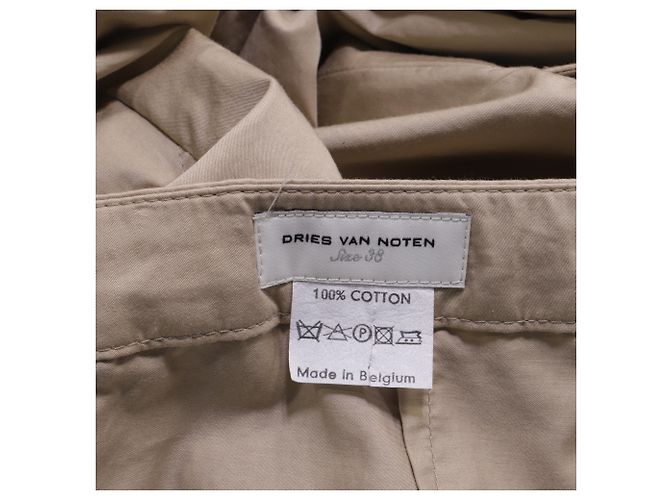 Pantalones rectos de algodón beige Dries Van Noten - vista 4