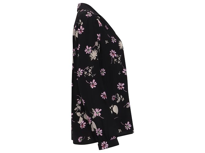 Langärmlige Bluse aus schwarzer Seide mit Blumenmuster von Valentino Garavani - Ansicht 3