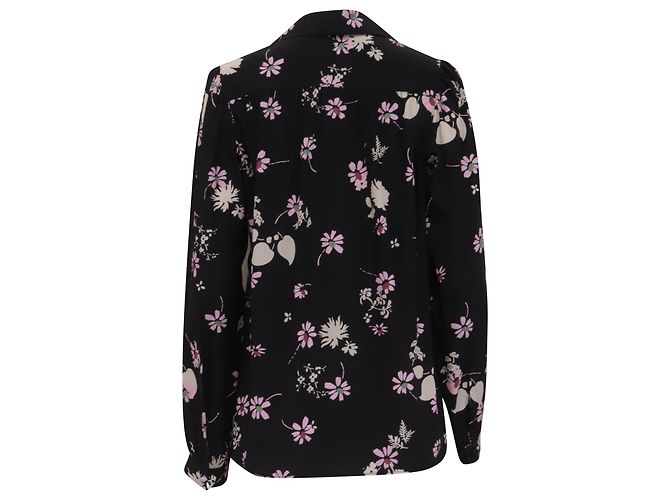 Langärmlige Bluse aus schwarzer Seide mit Blumenmuster von Valentino Garavani - Ansicht 4