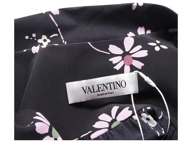 Langärmlige Bluse aus schwarzer Seide mit Blumenmuster von Valentino Garavani - Ansicht 5