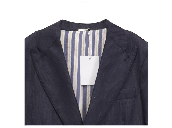 Blazer in denim blu a un bottone Emporio Armani in cotone - vista 2