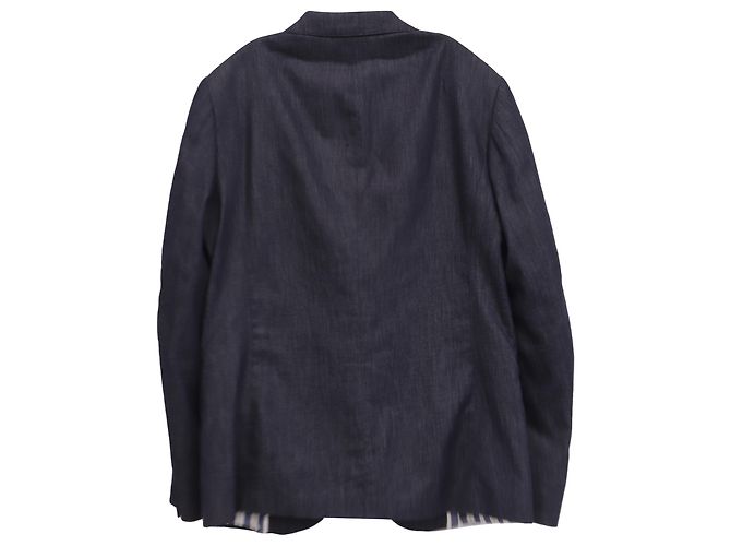 Blazer in denim blu a un bottone Emporio Armani in cotone - vista 3