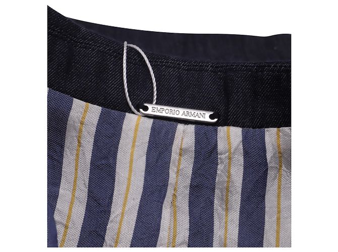 Blazer in denim blu a un bottone Emporio Armani in cotone - vista 4