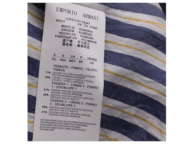 Blazer in denim blu a un bottone Emporio Armani in cotone - vista 5