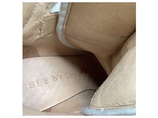 Sneakers alte con zeppa See by Chloé in pelle marrone e bianca Rosso - vista 11