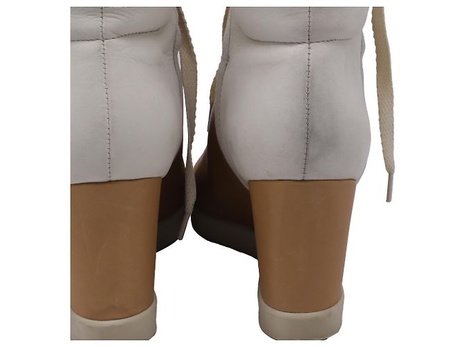 Sneakers alte con zeppa See by Chloé in pelle marrone e bianca Rosso - vista 6