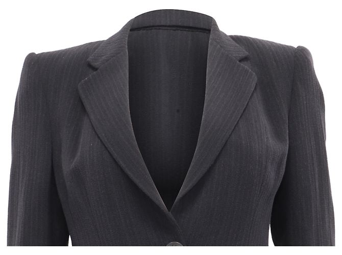 Blazer de rayas de un solo botón con bolsillos en viscosa negra Gucci - vista 2