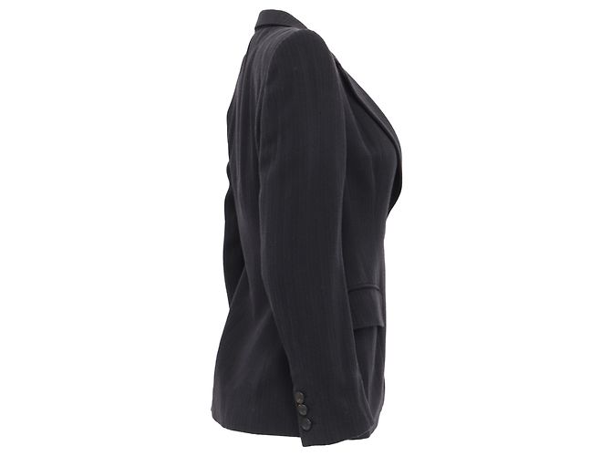 Blazer de rayas de un solo botón con bolsillos en viscosa negra Gucci - vista 3
