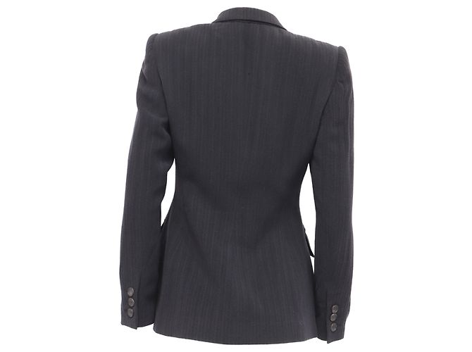 Blazer de rayas de un solo botón con bolsillos en viscosa negra Gucci - vista 4
