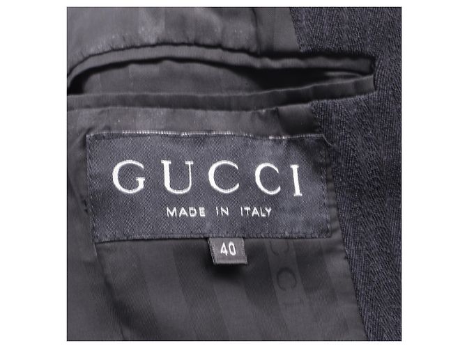 Blazer de rayas de un solo botón con bolsillos en viscosa negra Gucci - vista 5