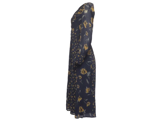 Abito midi a maniche lunghe con stampa floreale Ba&Sh Finaya in poliestere blu navy - vista 2