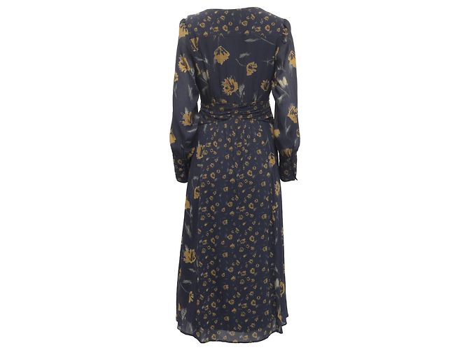 Abito midi a maniche lunghe con stampa floreale Ba&Sh Finaya in poliestere blu navy - vista 4