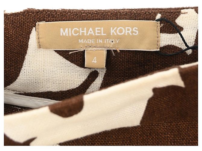 Falda mini acampanada de lino marrón con estampado floral Michael Kors Castaño Roja - vista 4
