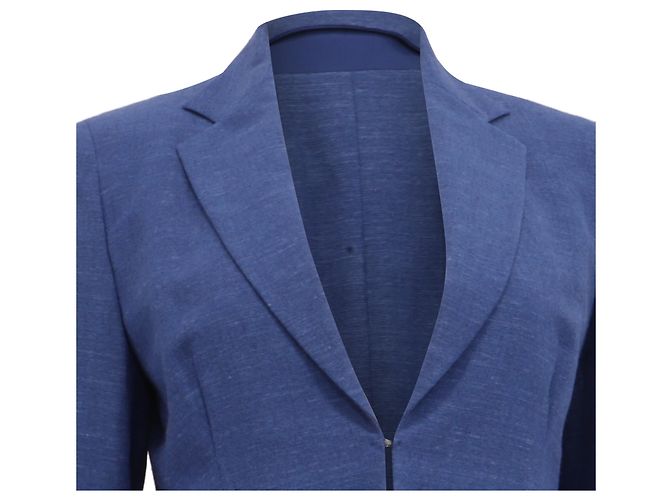 Blazer Akris con botones ocultos en lana azul marino - vista 2