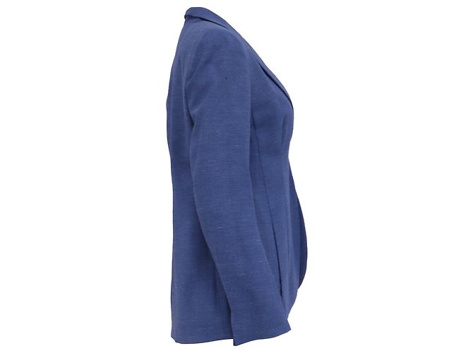 Blazer Akris con botones ocultos en lana azul marino - vista 3