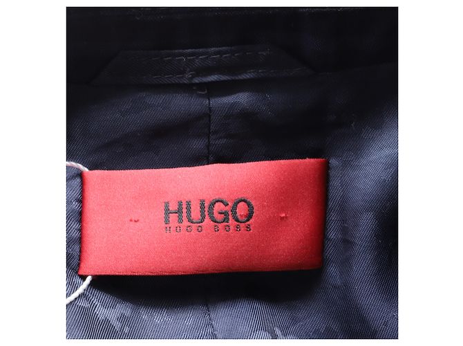 Hugo Boss Plaid Suit Jacket Blazer in Navy Blue Wool - view 4