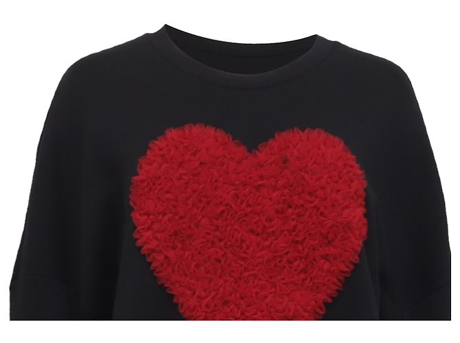 Vestido mini de algodón negro con aplique de tul en forma de corazón Love Moschino - vista 2