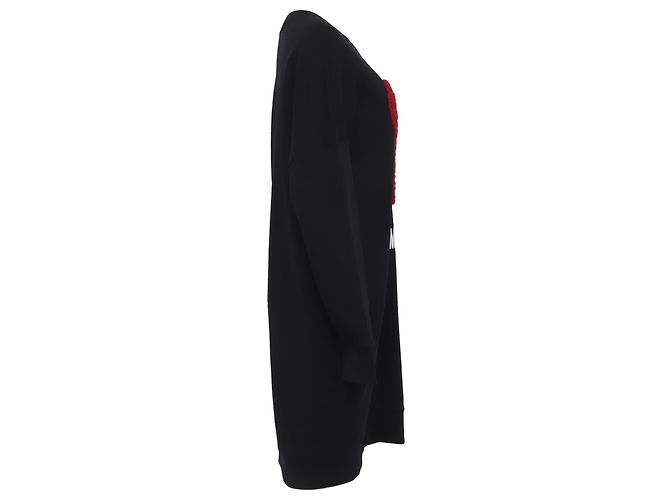 Vestido mini de algodón negro con aplique de tul en forma de corazón Love Moschino - vista 3