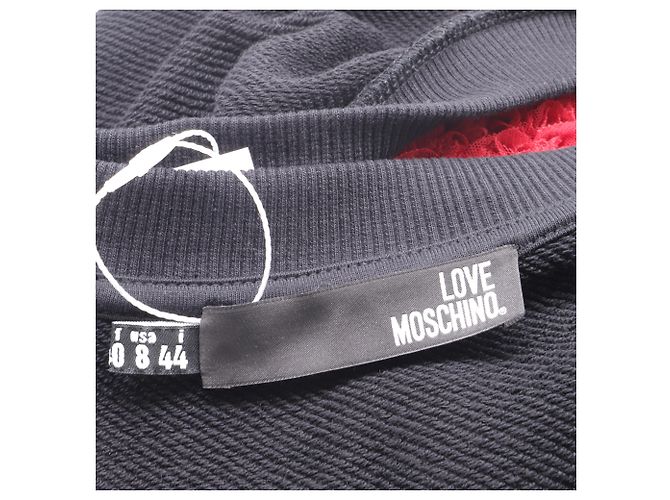 Vestido mini de algodón negro con aplique de tul en forma de corazón Love Moschino - vista 5