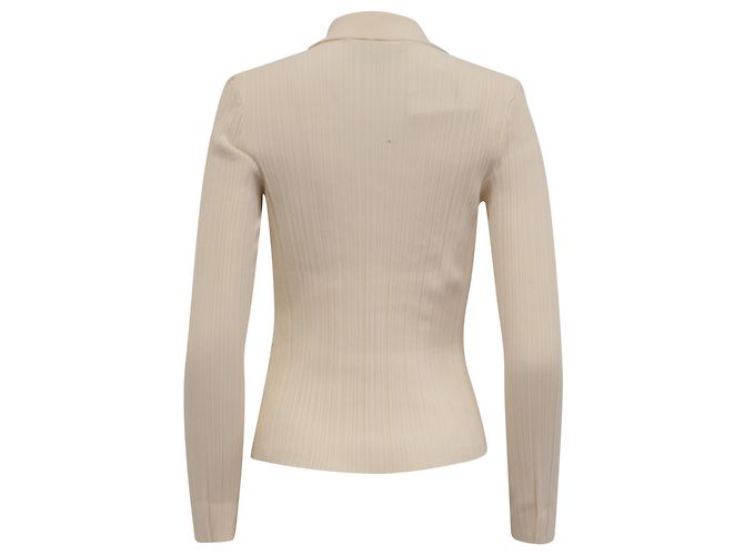 Cardigã de malha canelada com gola em viscose creme Maje Branco Cru - vista 4