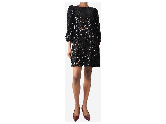 Dolce & Gabbana Schwarzes Pailletten-Minikleid - Größe UK 4 - Ansicht 3