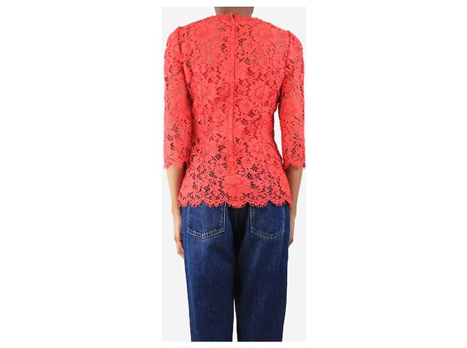 Dolce & Gabbana Top de encaje rojo con forro - tamaño UK 6 Roja - vista 2