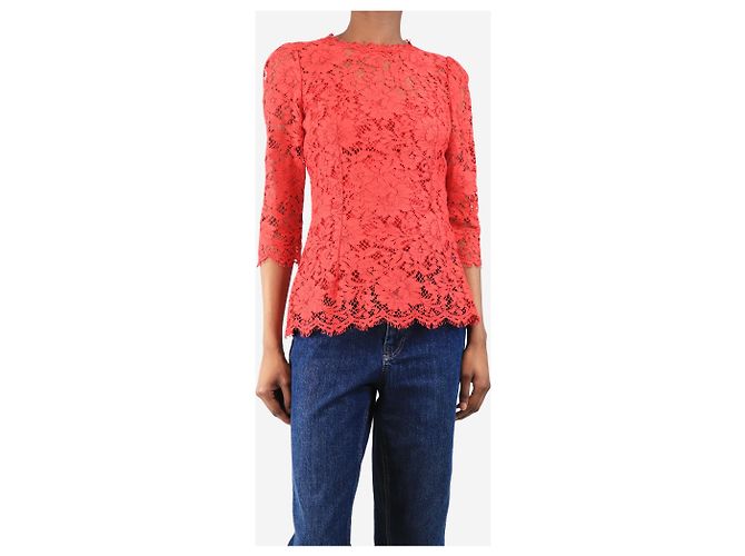 Dolce & Gabbana Top de encaje rojo con forro - tamaño UK 6 Roja - vista 3