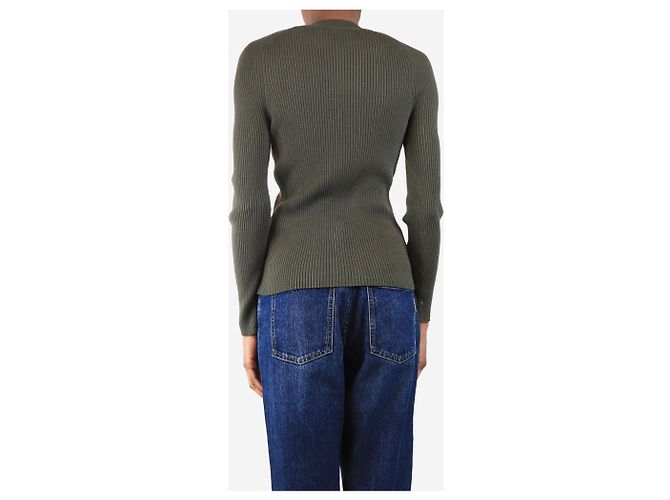 Autre Marque Pull en laine vert à col roulé - taille XS - vue 2