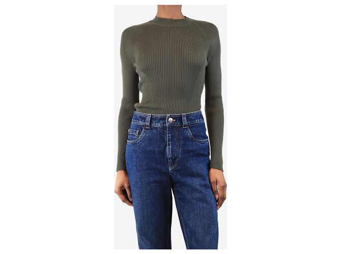 Autre Marque Pull en laine vert à col roulé - taille XS - vue 3