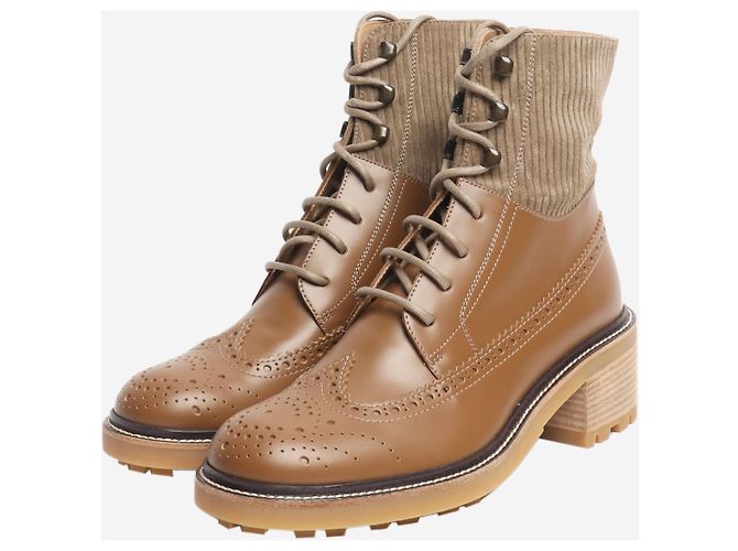 Chloé Braune Stiefeletten mit Broguedetails - Größe EU 37 (UK 4) - Ansicht 2