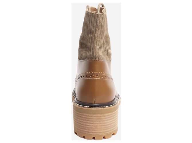 Chloé Braune Stiefeletten mit Broguedetails - Größe EU 37 (UK 4) - Ansicht 3